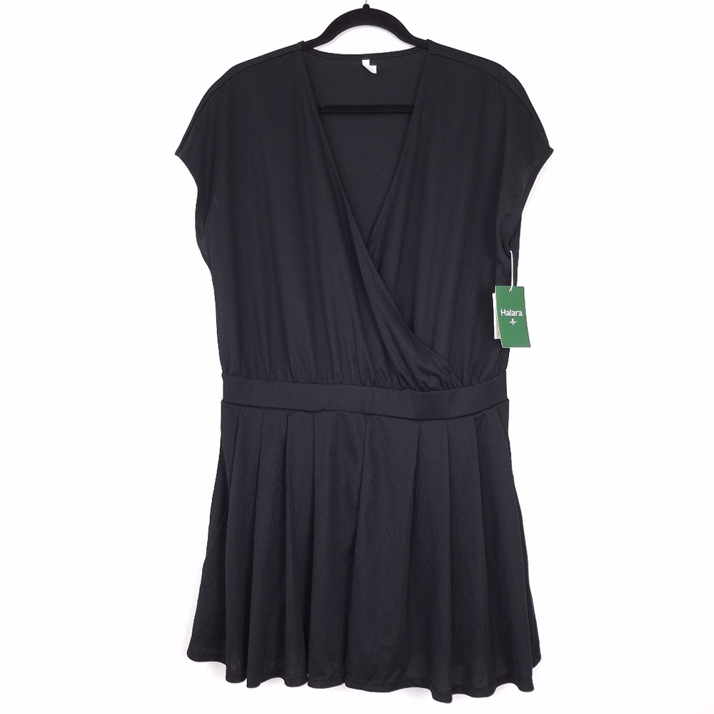 Halara V-Neck Short Sleeve Pocket Waffle Romper pleated tennis preppy relaxed